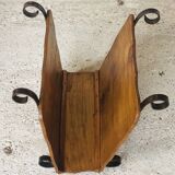 Vintage wooden and wrought iron magazine rack circa 1950s