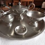 Shiny pewter tea set