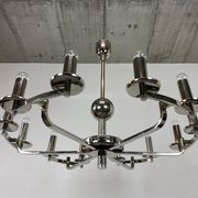 Large Bauhaus chandelier with two wall sconces.