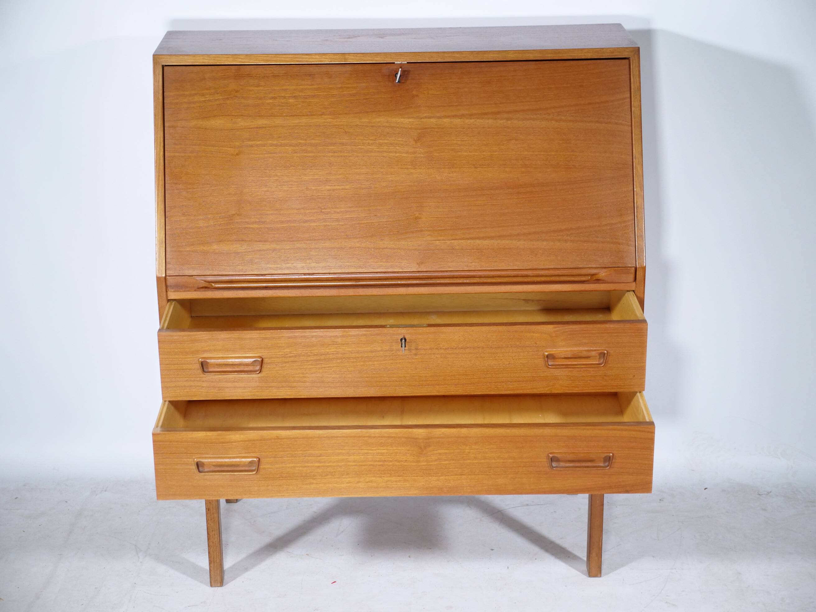 Danish Design Teak Secretary Desk 1960s Office Cabinet, Model 68,