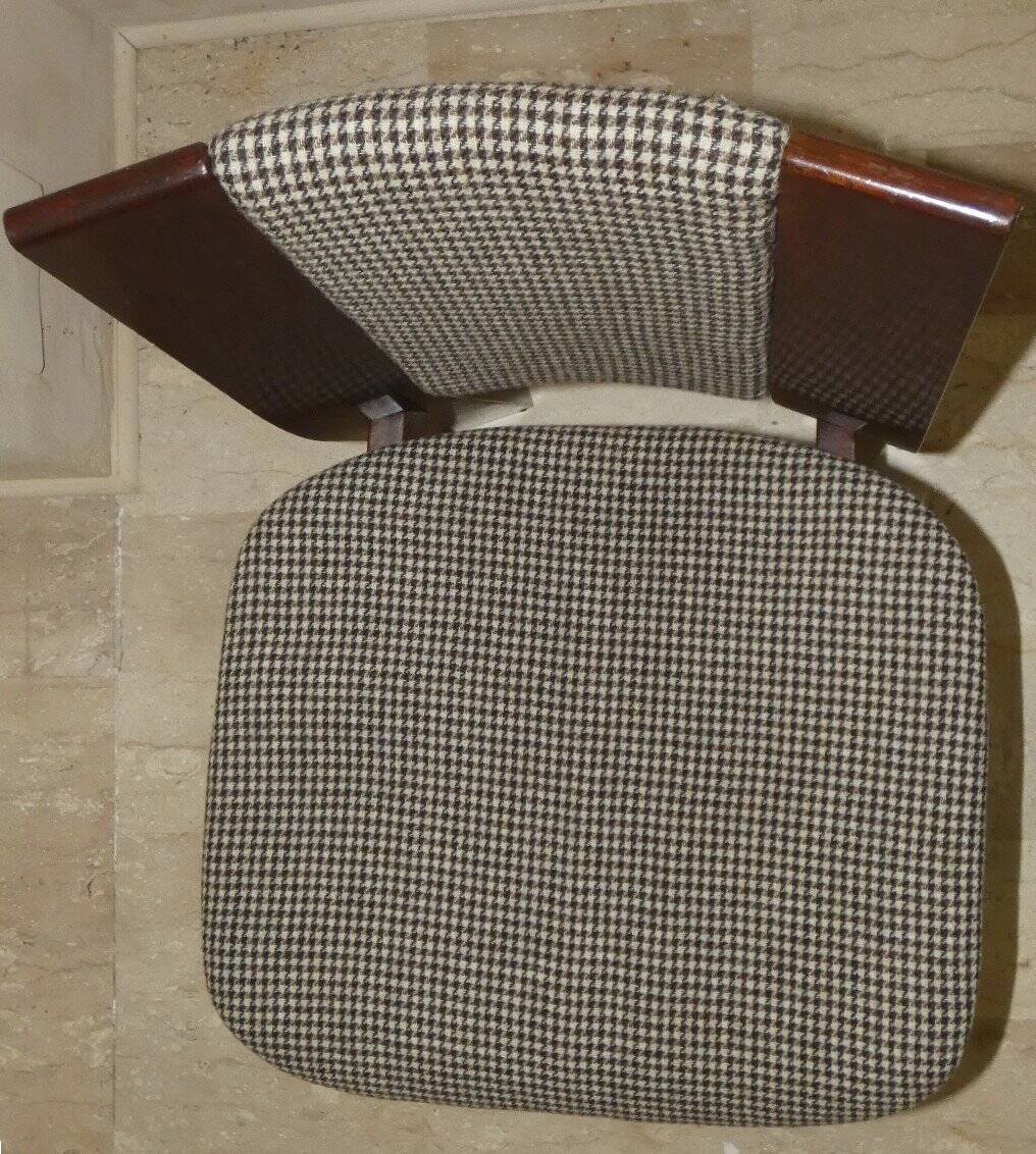 Wood and tweed chairs by Acerbis International, Italy, 1980s, set of 4.