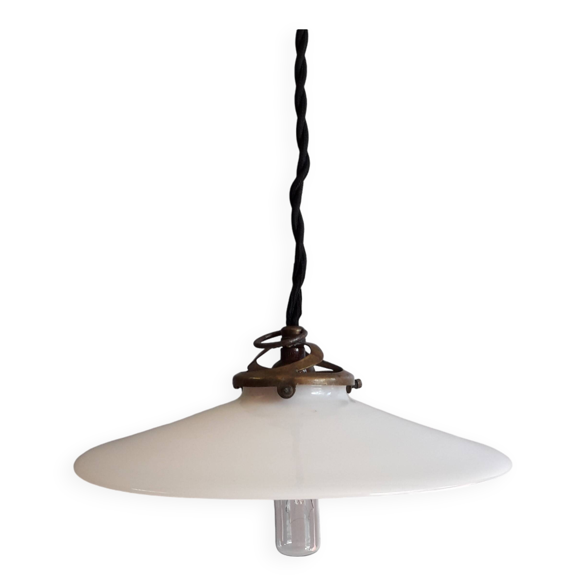 Antique pendant light - White opaline. 1940
