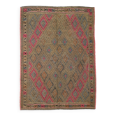 Yellow & Brown Tribal Vintage Kilim Rug, 184x246Cm