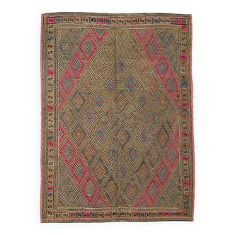 Yellow & Brown Tribal Vintage Kilim Rug, 184x246Cm