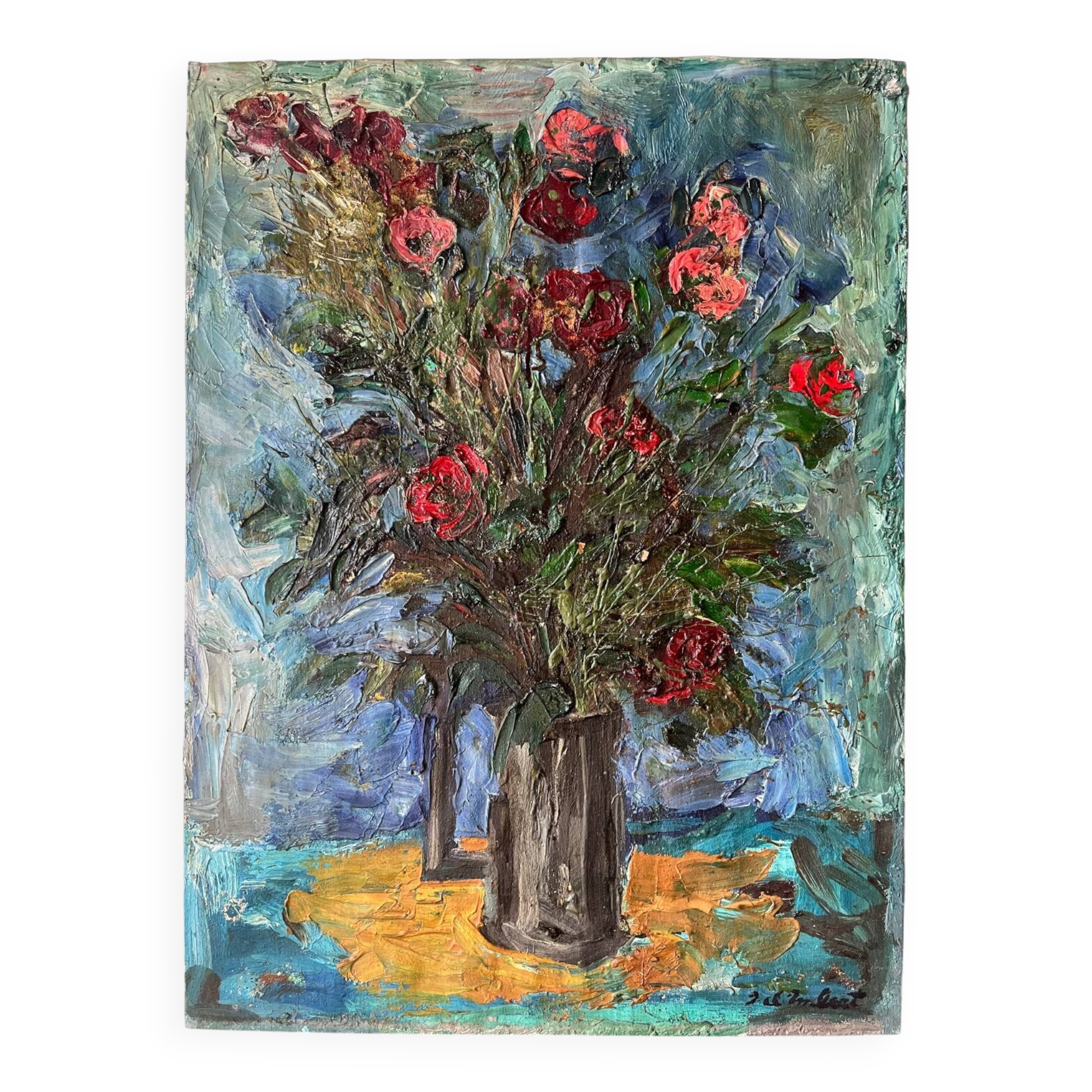 Flower bouquet, knife technique, signed