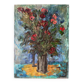 Flower bouquet, knife technique, signed