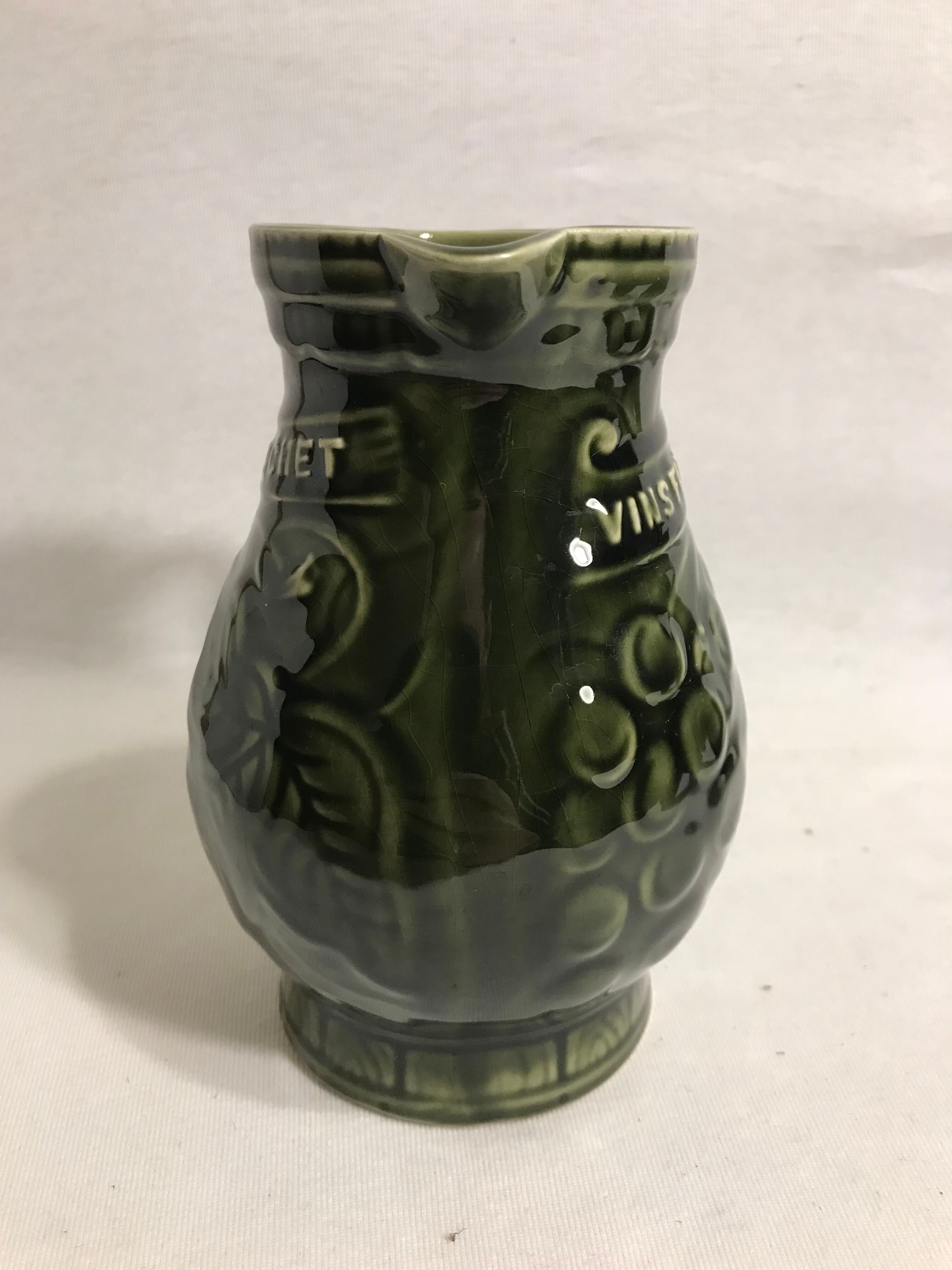 Lot 3 old pitcher SARREGUEMINES FRANCE ceramic green kitchen Vintage