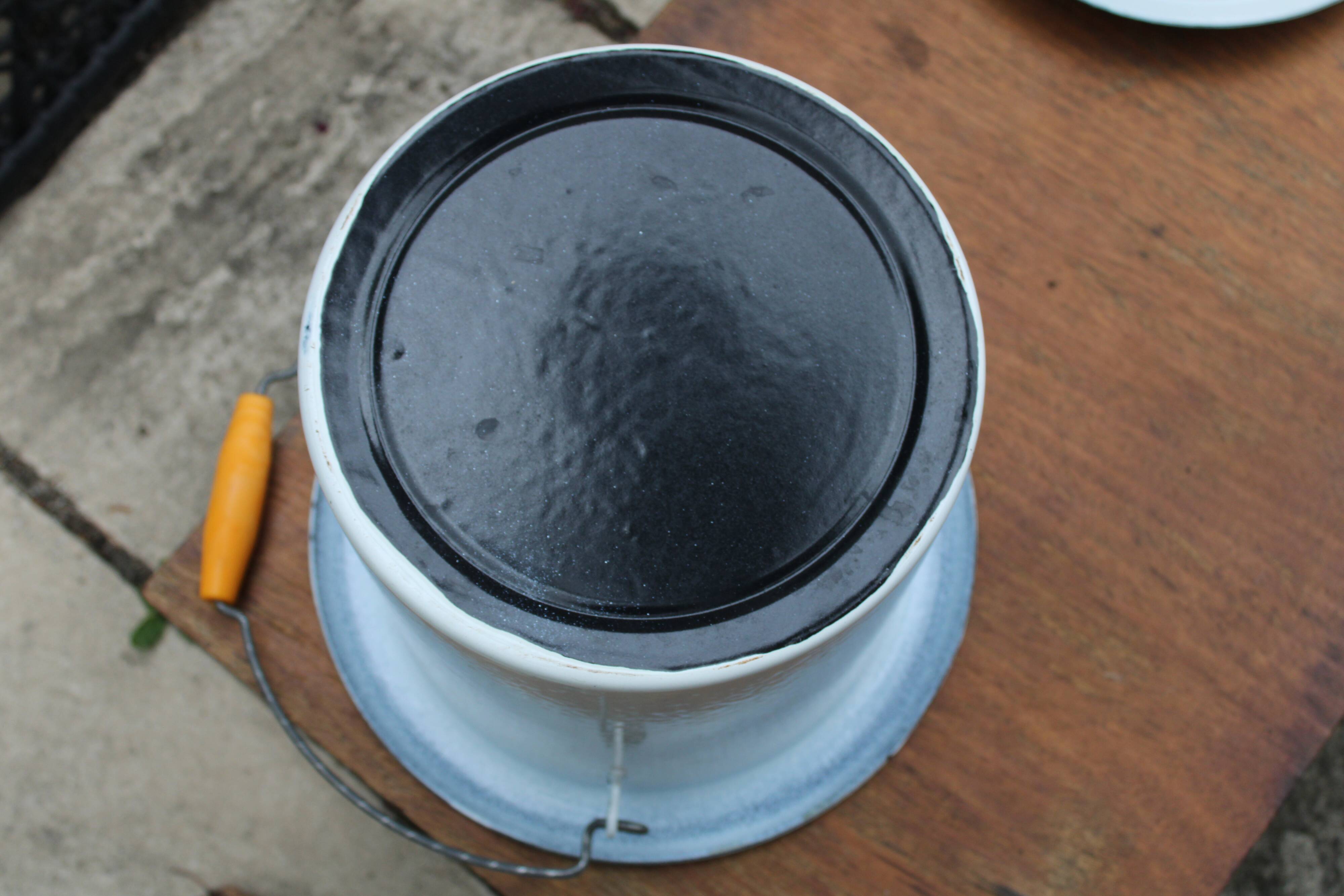 White enamelled bucket