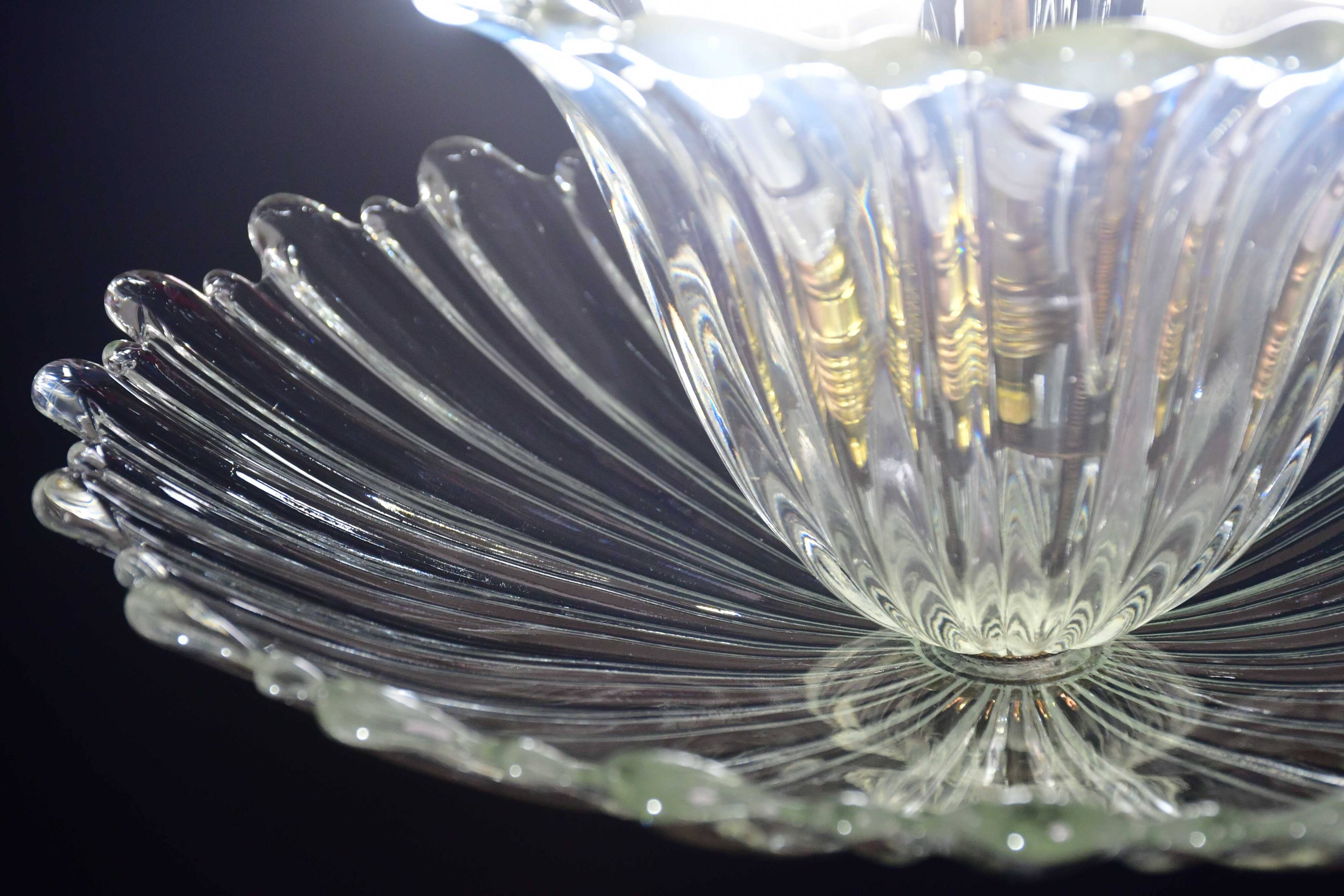 Art Deco pendant light Murano glass by Barovier, 1950