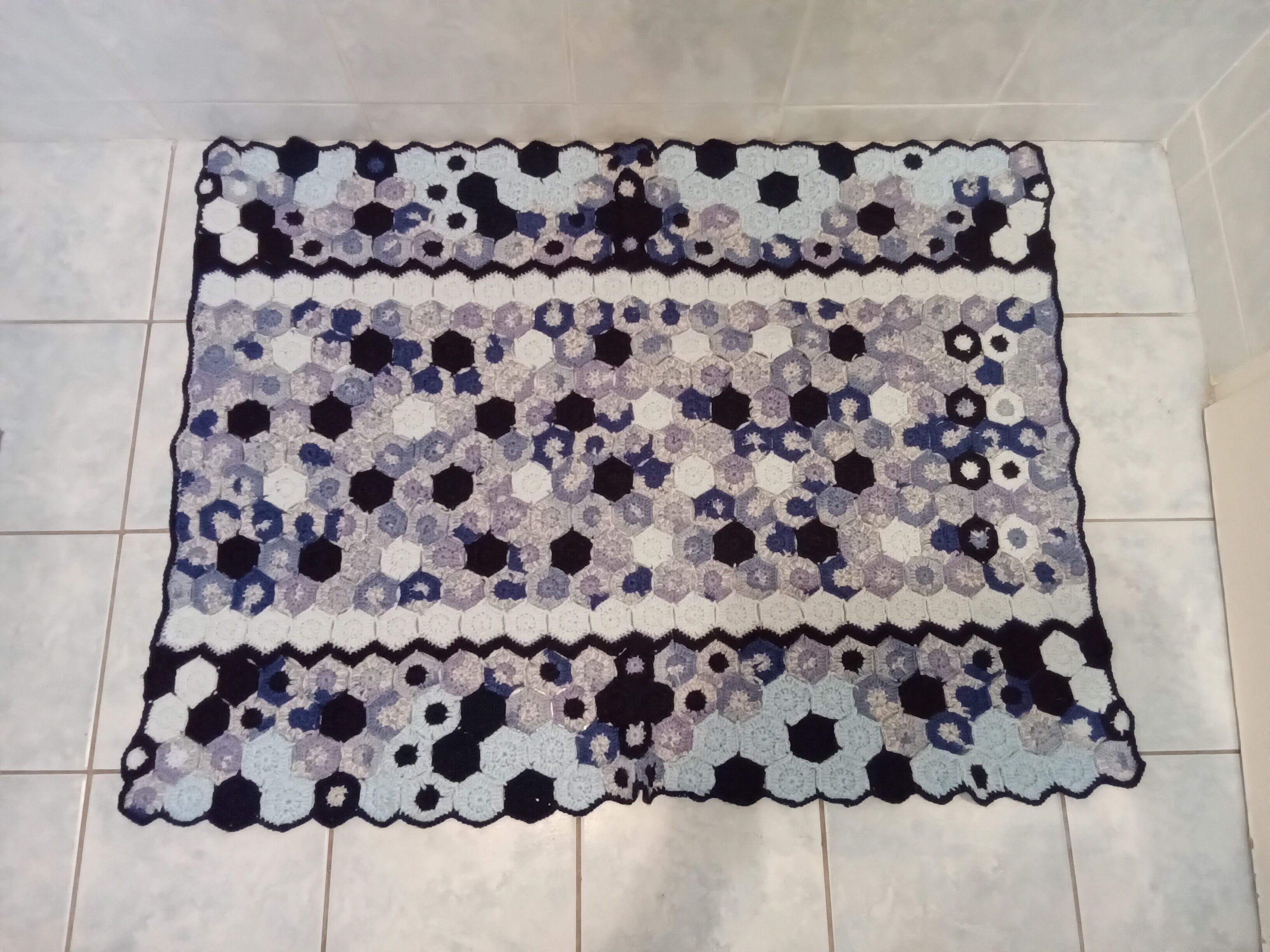 Vintage rugs, patchwork of crocheted patterns, handmade