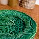 Set of 4 dessert plates in earthenware with vine leaves Gien