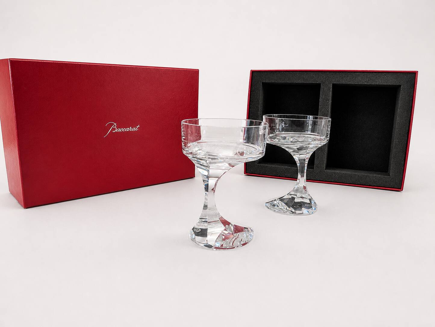 Baccarat - Boris Tabacoff - 2 Champagne glasses - Narcisse - Crystal