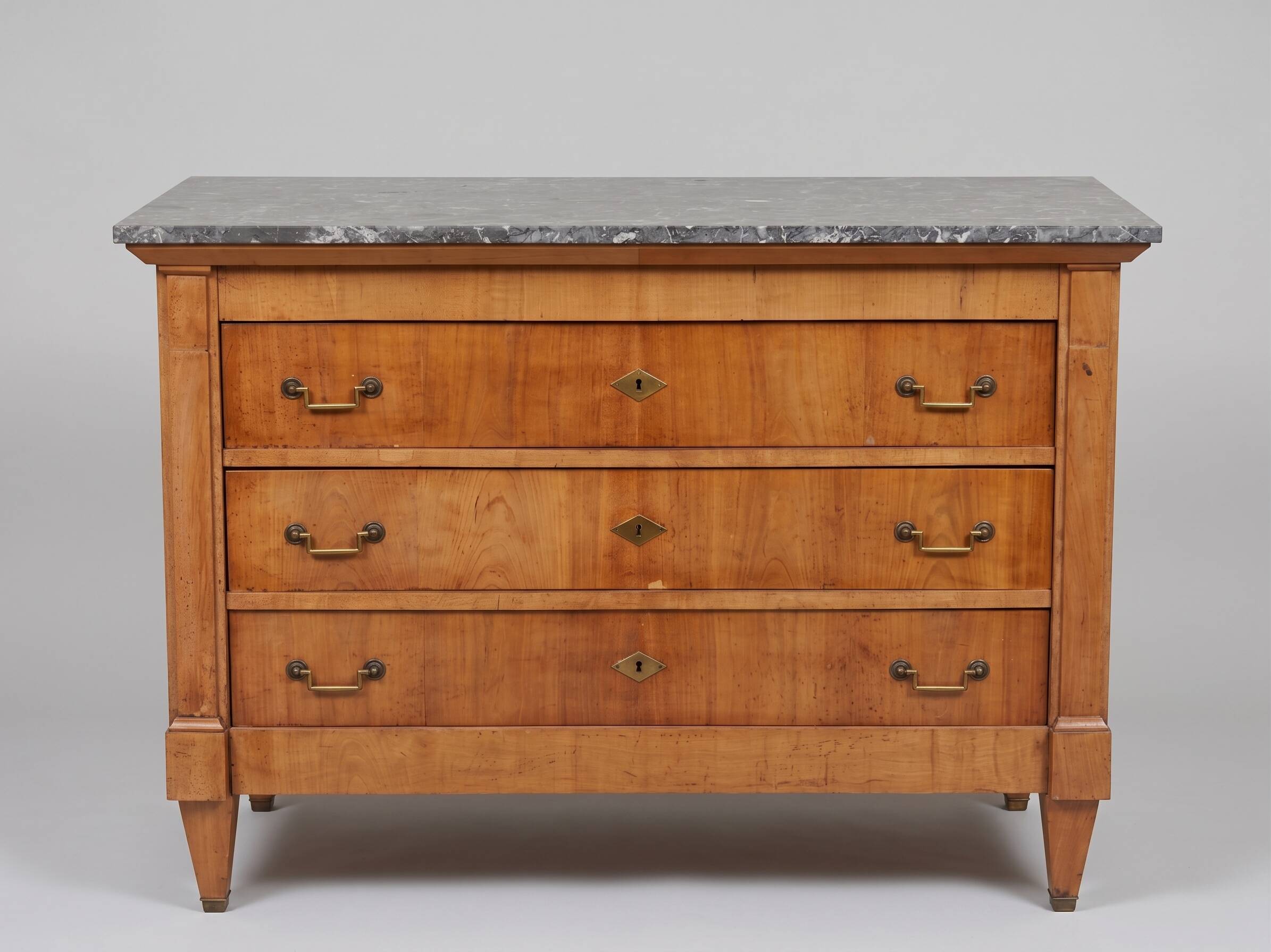 Commode ancienne style Empire / Louis-Philippe – Dessus Marbre Gris