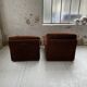 Pair 70s brown velvet armchairs