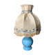 Ancienne lampe chevet corps opaline bleu + abat-jour crème vintage