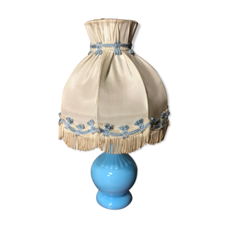 Old blue opaline body lamp - abat-day vintage cream