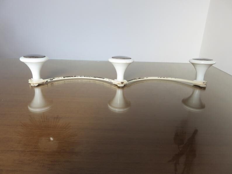 Coat holder 3 white and chrome patères 50s