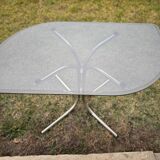 Table et chaises style bauhaus italien chrome & fumé années 1960