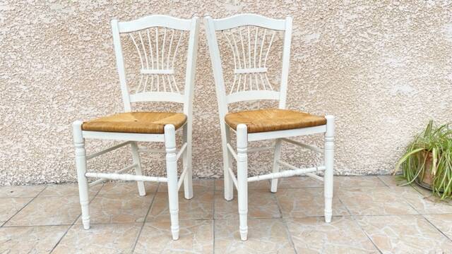 Vintage white straw chairs