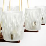 Beautiful 6-armed Scandinavian 1960s ceiling lamp made of teak and with gla