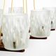 Beautiful 6-armed Scandinavian 1960s ceiling lamp made of teak and with gla