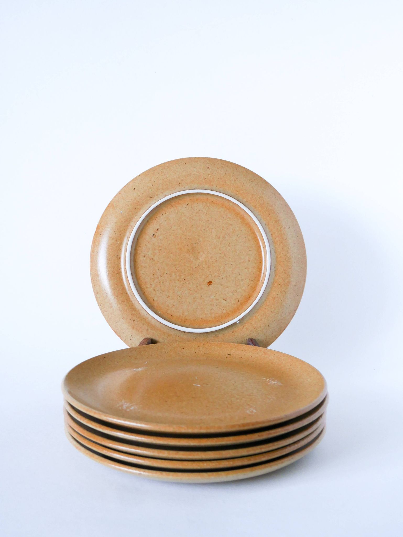 Lot de 6 assiettes à dessert en grès, 1970 - 20.5 cm