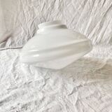 Art Deco saucer globe in white opaline