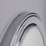 Vintage 1970s round wall mirror in chrome-plated metal, italian design