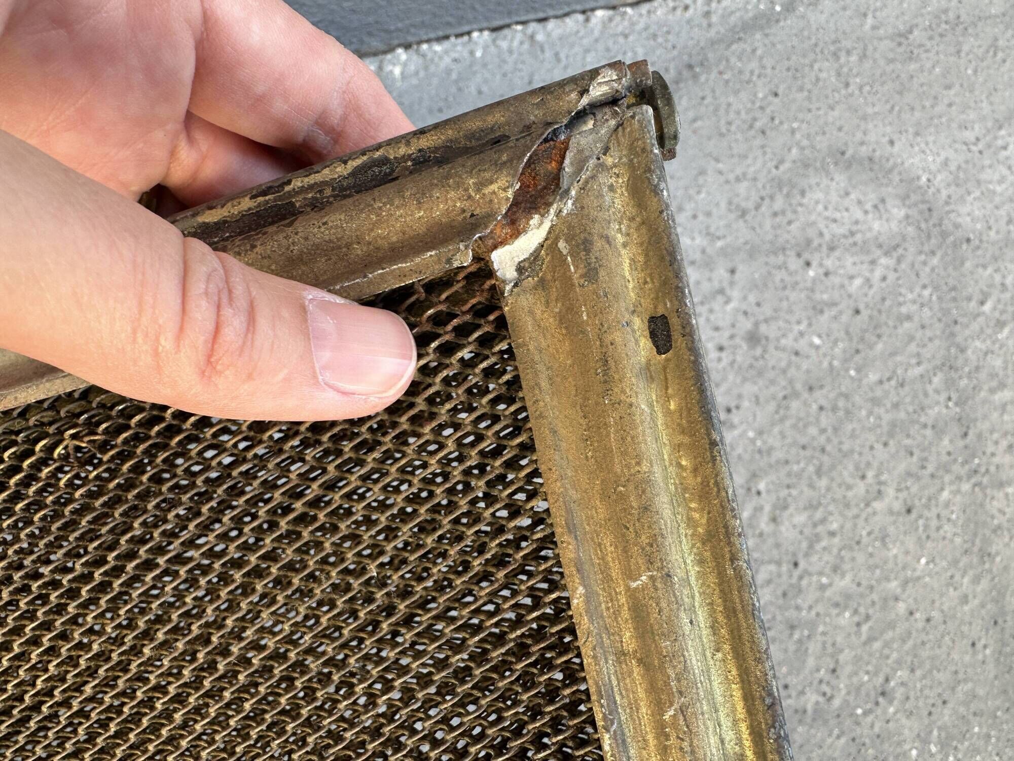 Antique 19th-century fireplace screen, French gilded spark guard.