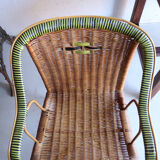 Antique two-tone rattan armchair