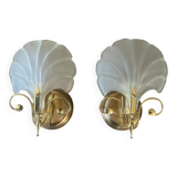 Pair of vintage shell wall lights