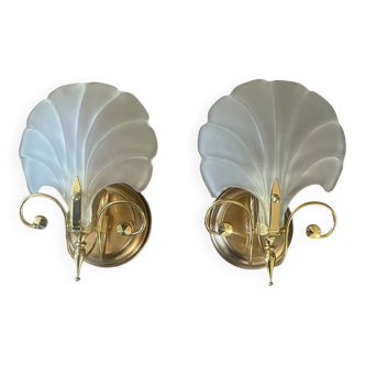 Pair of vintage shell wall lights