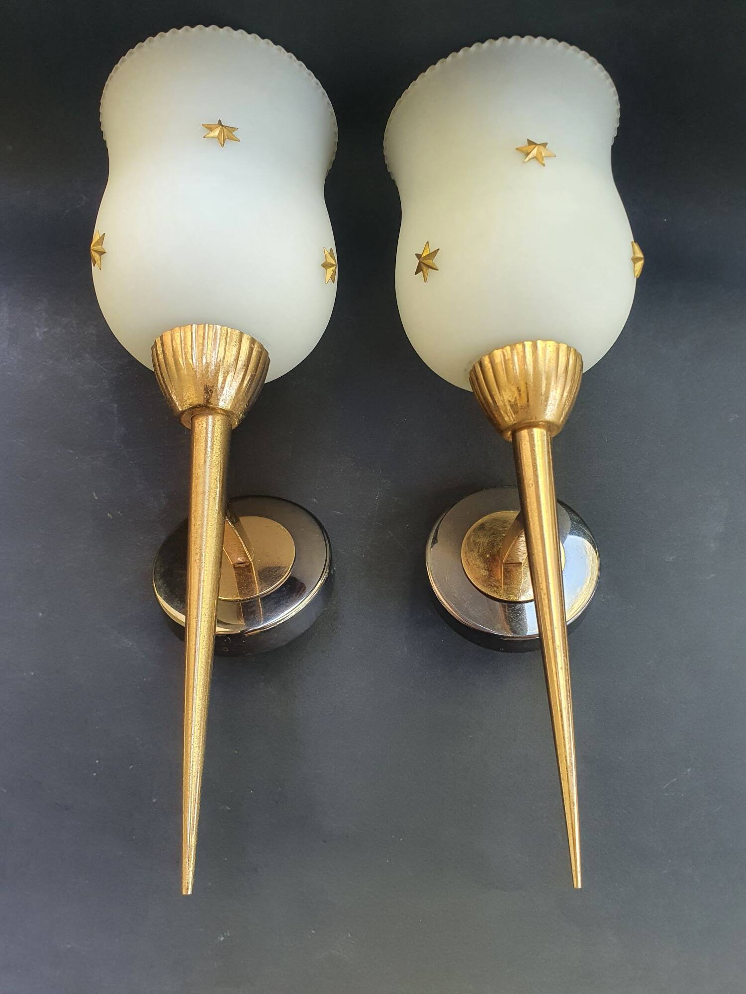 Pair of wall sconces torch style Empire