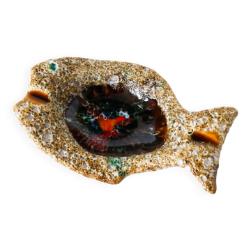 Vide-poche cendrier en Fat Lava, forme de poisson, 1970