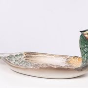 Mid century modern large Italian ceramic Peacock platter