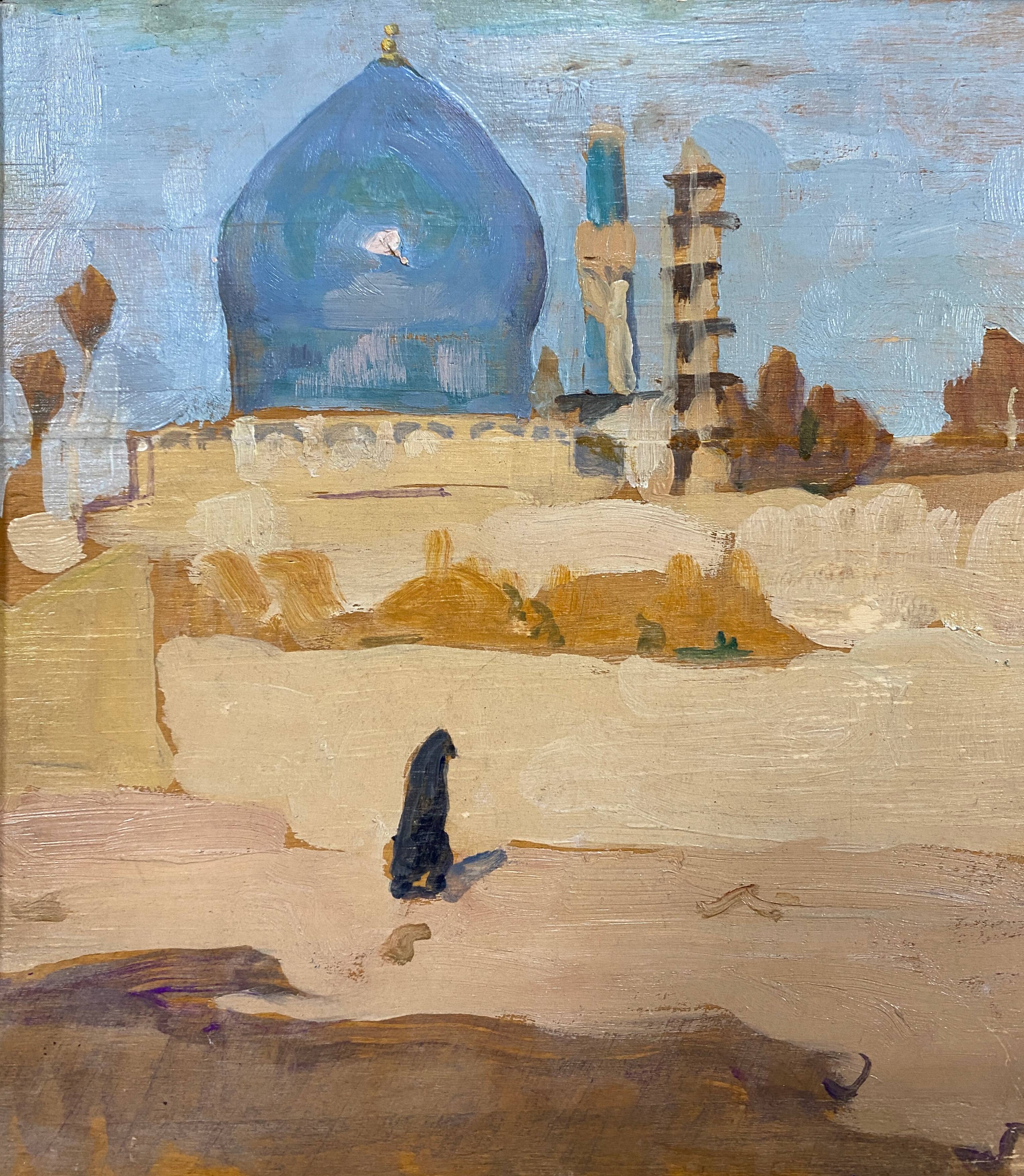 Orientalist painting "The mosque" 30's + Montparnasse frame