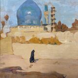 Orientalist painting "The mosque" 30's + Montparnasse frame