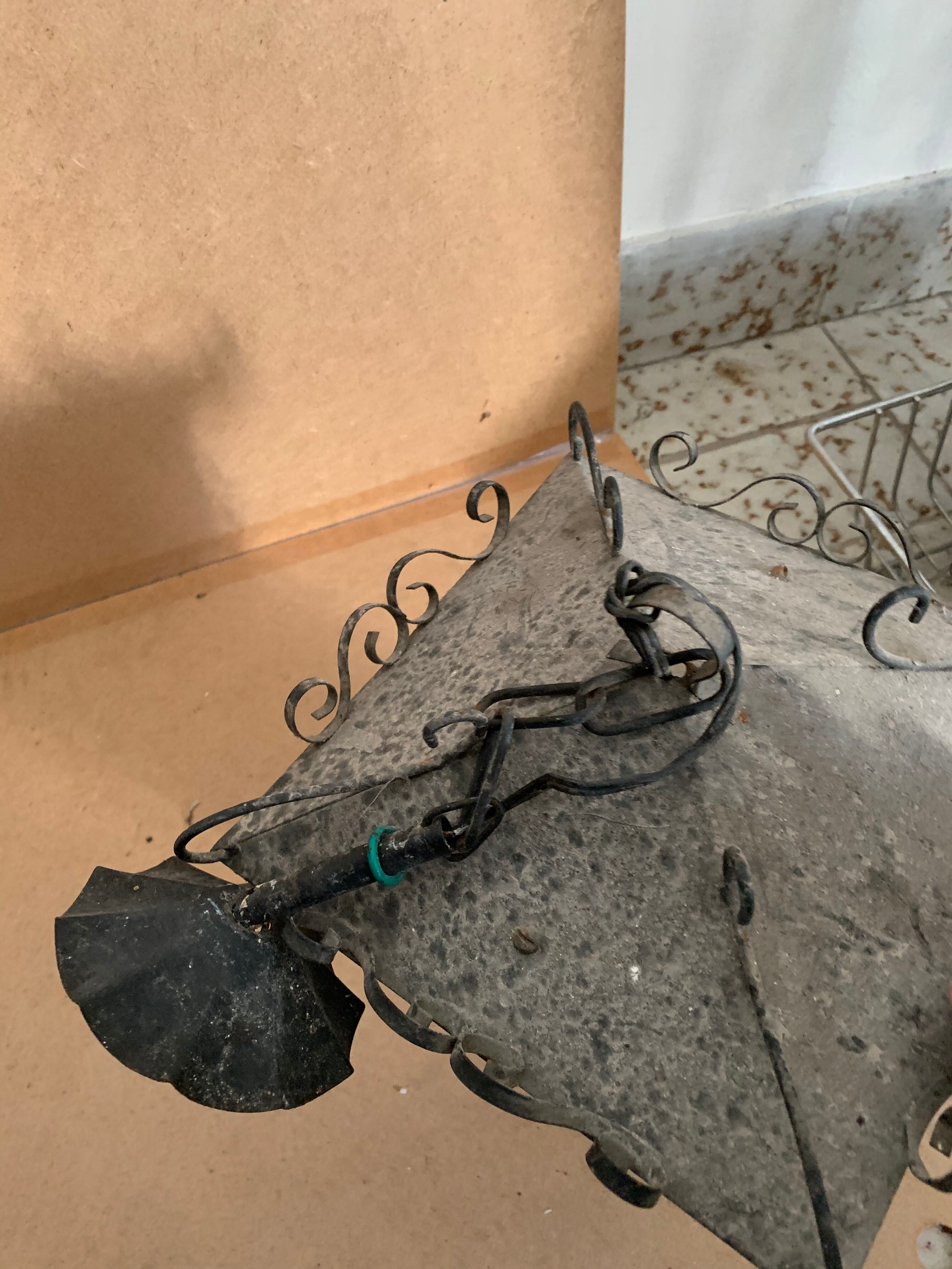 Lampe extérieur en fer forgé et verre lanterne
