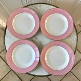 4 assiettes creuses Saint-Amand années 60 rose bonbon pastel