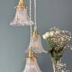 Vintage triple tulip pendant light in chiseled glass and holophane