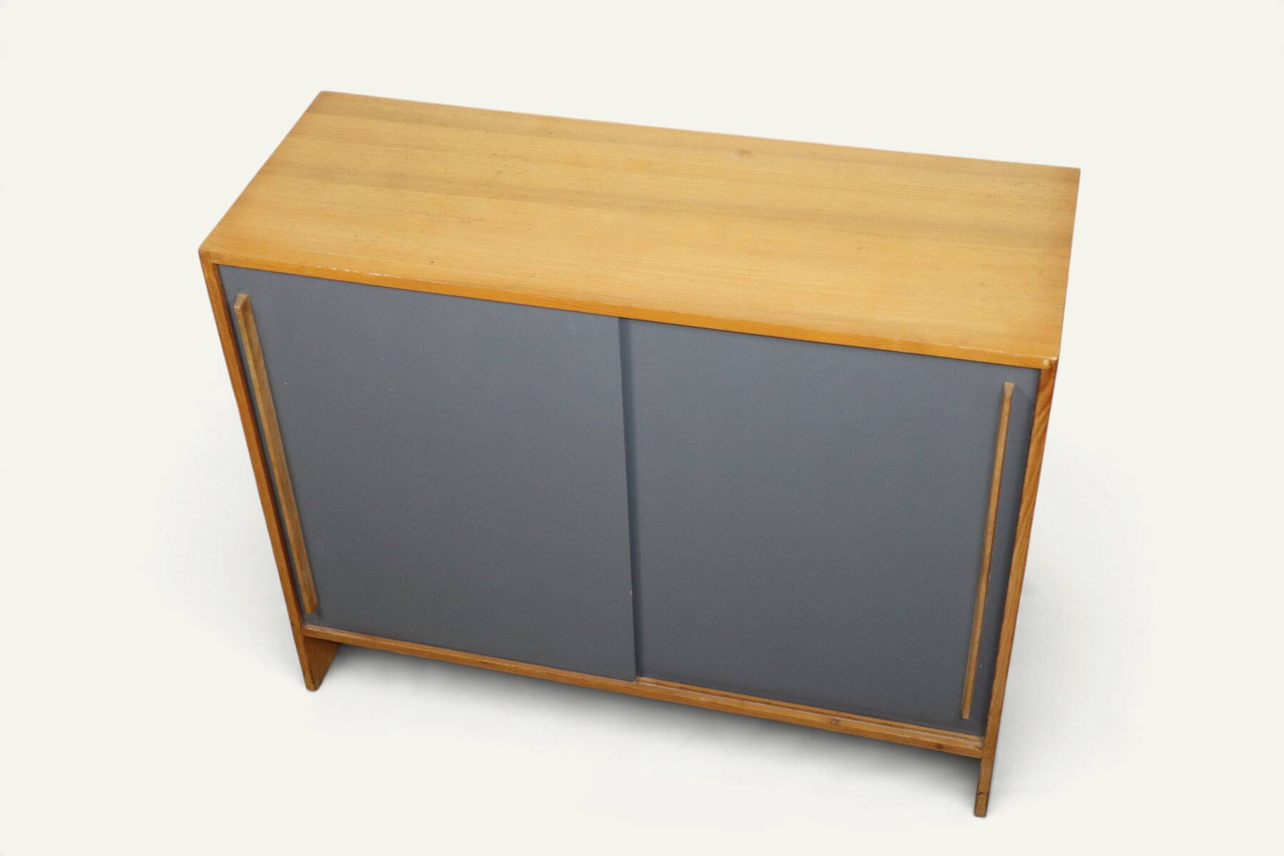 Vintage wooden sideboard with sliding doors – 1960s