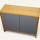 Vintage wooden sideboard with sliding doors – 1960s