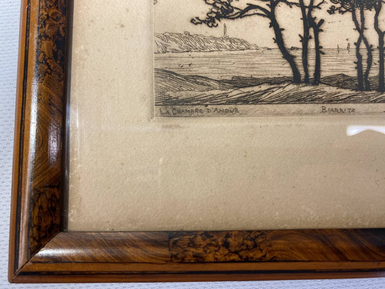 Old engraving, Biarritz, the 20th century love bedroom