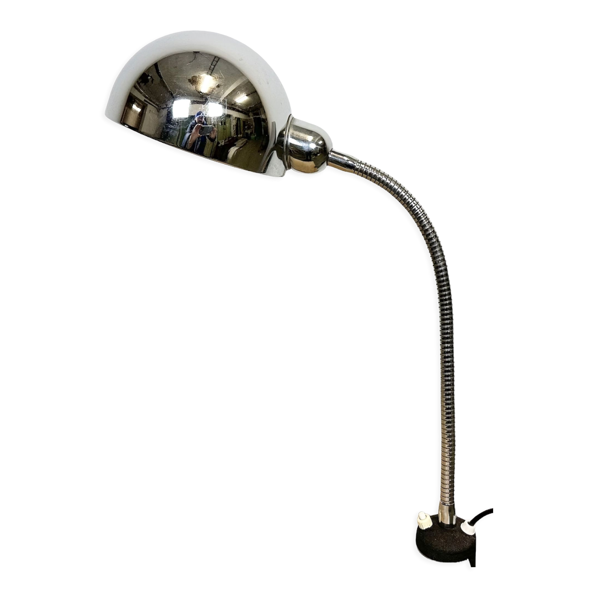 Vintage Chrome Italian Gooseneck Table Lamp, 1960s