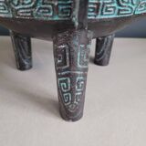 Engraved metal tripod ice bucket