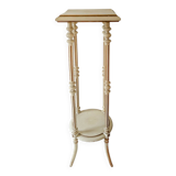 Antique wooden side table with white patina H112cm
