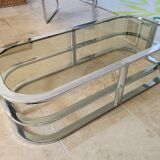 70s chrome coffee table