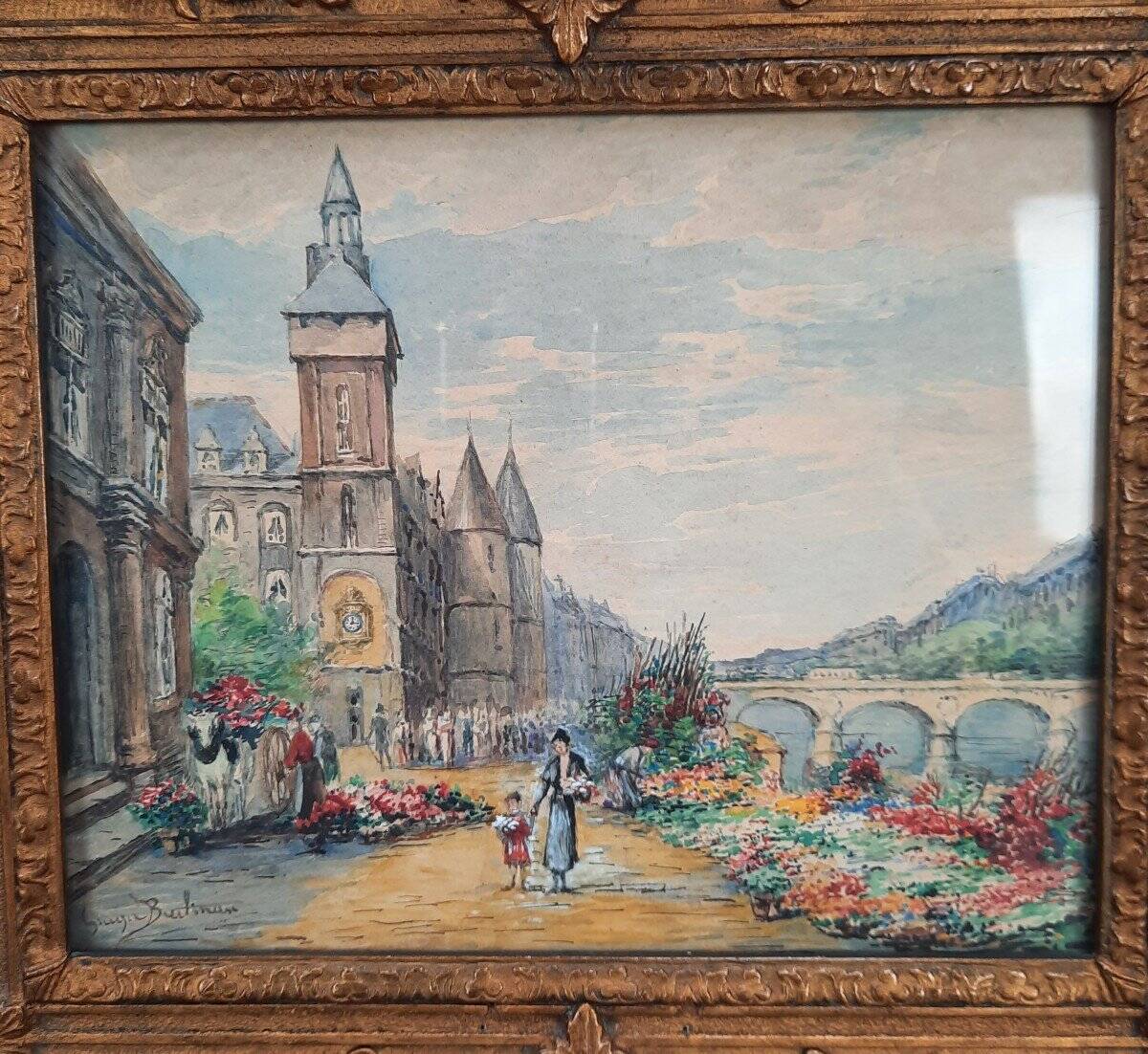 Tableau du marché aux fleurs français du milieu du siècle