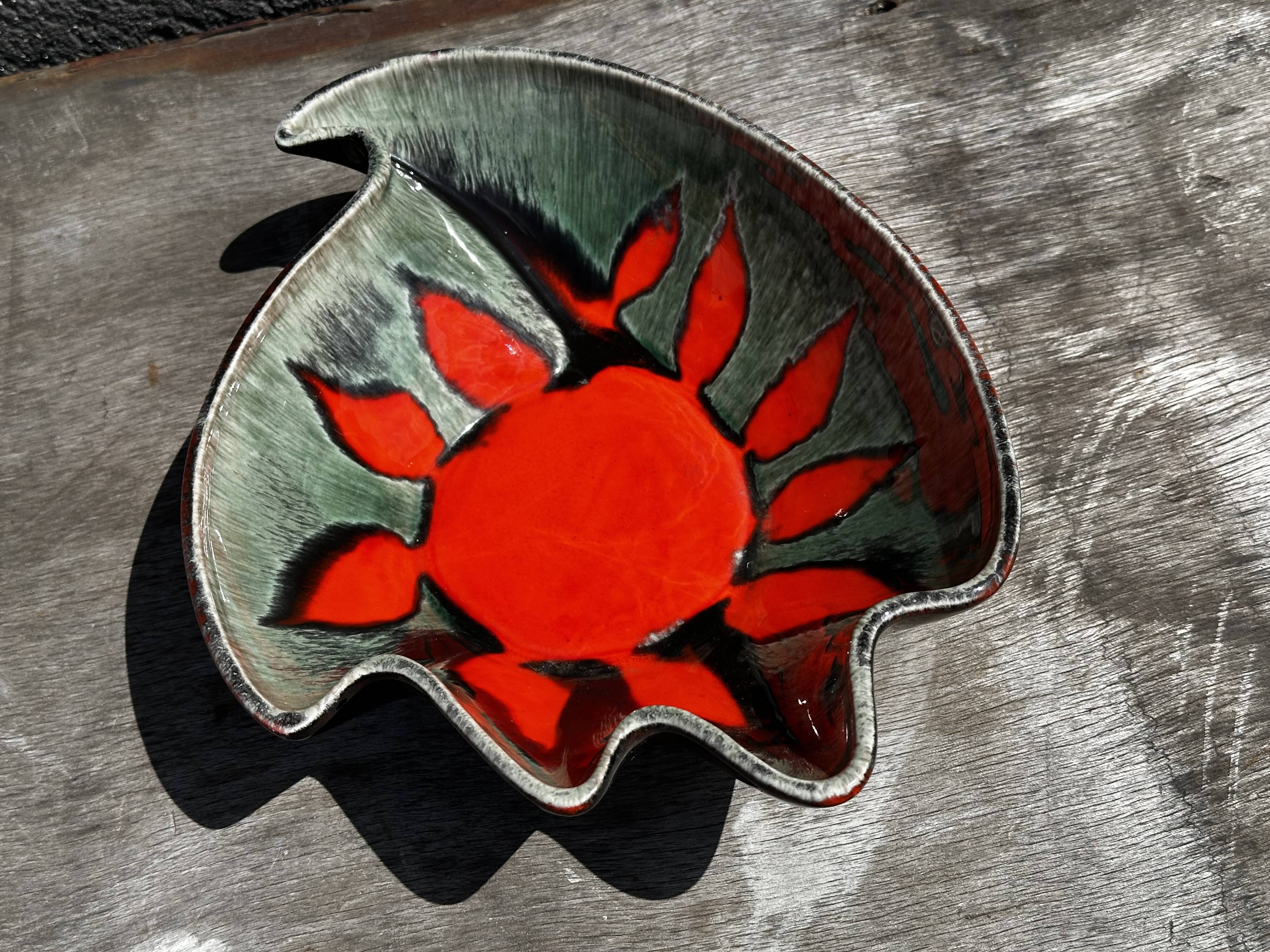 Coupe / Vide Poche - Décor Soleil - Forme Libre - Céramique Elchinger