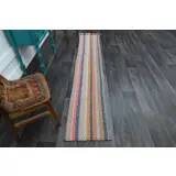 1970s Vintage Turkish Oushak Handmade Wool Cotton Beige Runner Rug 51x280